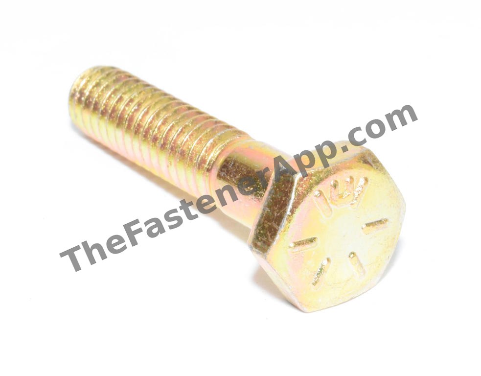 1/4"-20 x 1-1/4" Grade 8 Yellow Zinc Hex Cap Screw