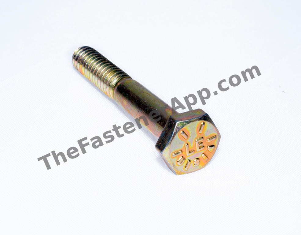 1/4"-20 x 1-3/4" Yellow Zinc Finish SAE J429 Grade 8 Hex Cap Screw