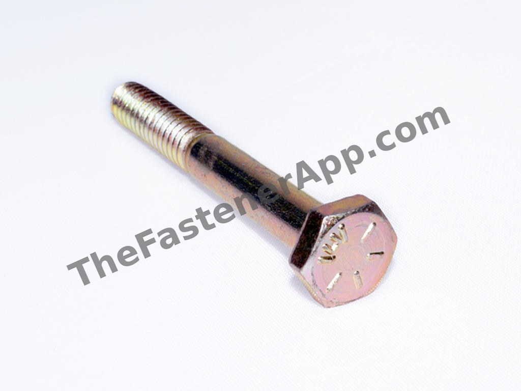 1/4"-20 x 2" Yellow Zinc Finish SAE J429 Grade 8 Hex Cap Screw