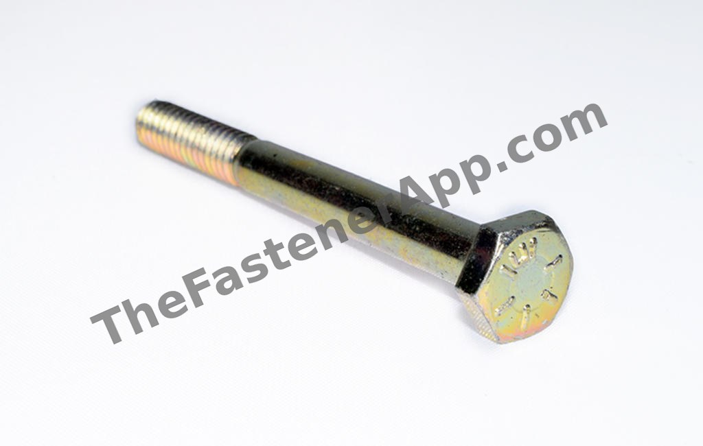 1/4"-20 x 2-1/2" Yellow Zinc Finish SAE J429 Grade 8 Hex Cap Screw