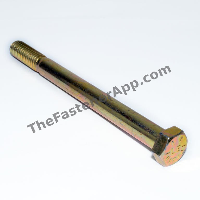 3/8"-16 x 6" Yellow Zinc Finish SAE J429 Grade 8 Hex Cap Screw
