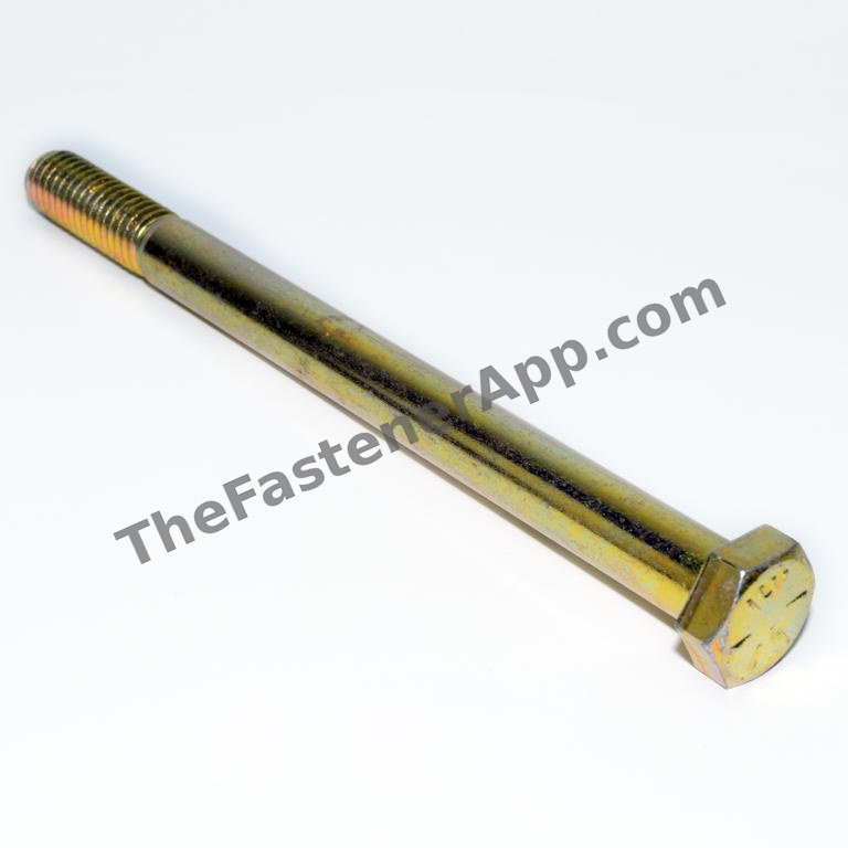 3/8"-16 x 6-1/2" Yellow Zinc Finish SAE J429 Grade 8 Hex Cap Screw