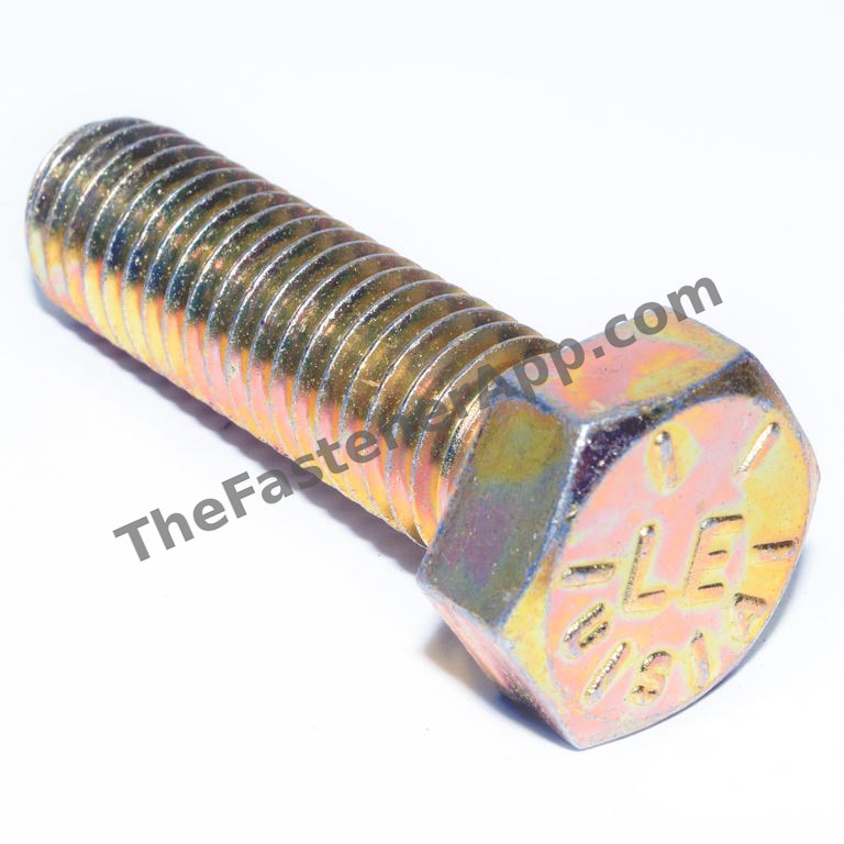 1/2"-13 x 1-3/4" Yellow Zinc Finish SAE J429 Grade 8 Hex Cap Screw