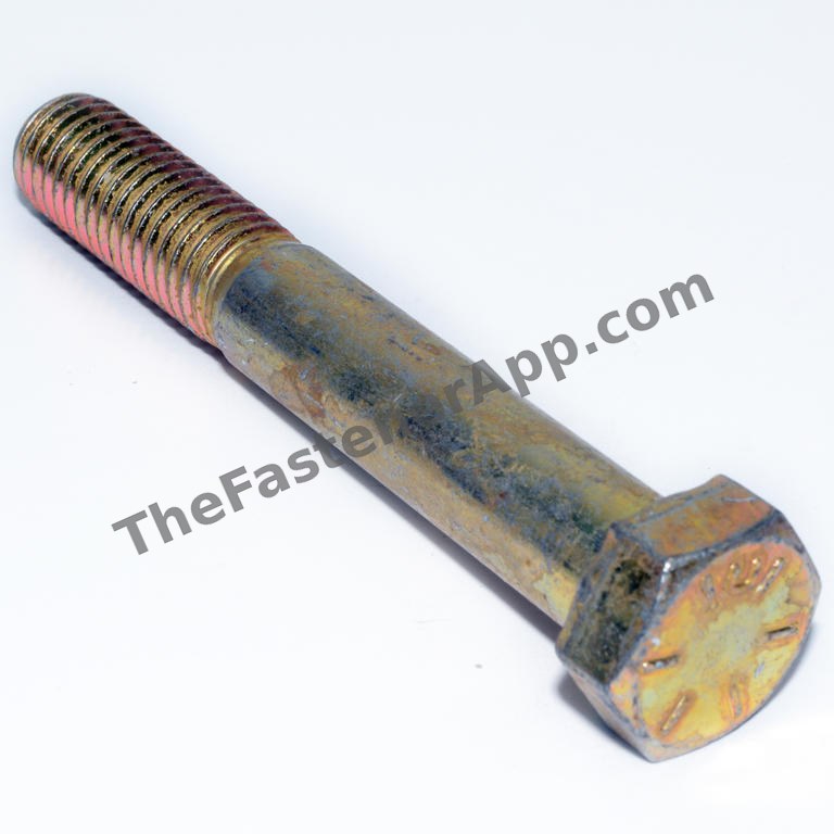 1/2"-13 x 3-1/2" Yellow Zinc Finish SAE J429 Grade 8 Hex Cap Screw