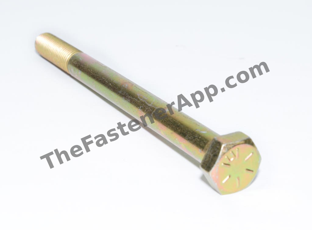 1/2"-13 x 5-1/2" Grade 8 Yellow Zinc Finish Hex Cap Screw