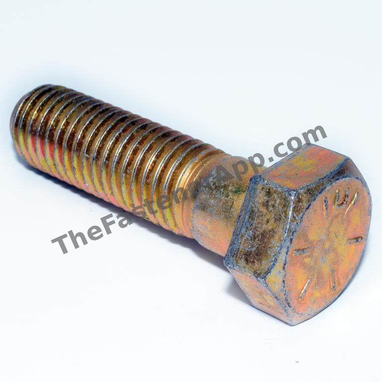 5/8"-11 x 2-1/4" Yellow Zinc Finish SAE J429 Grade 8 Hex Cap Screw