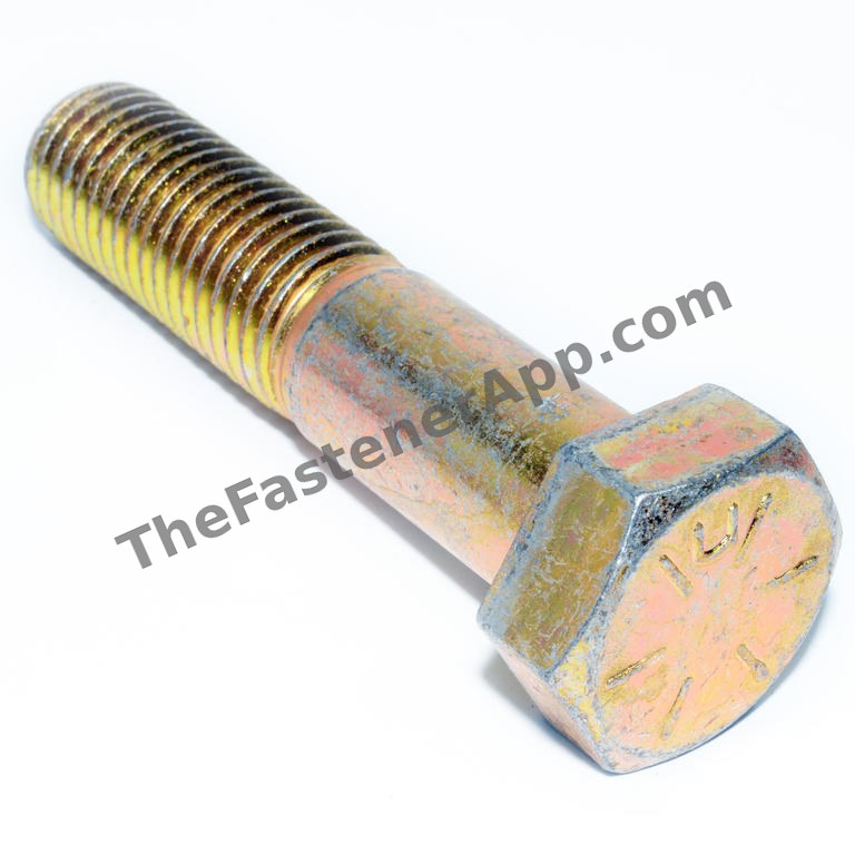 3/4"-10 x 3-1/2" Grade 8 Yellow Zinc Hex Cap Screw