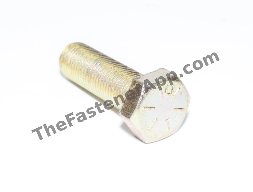 3/8"-24 x 1-1/4" Grade 8 Yellow Zinc Hex Cap Screw