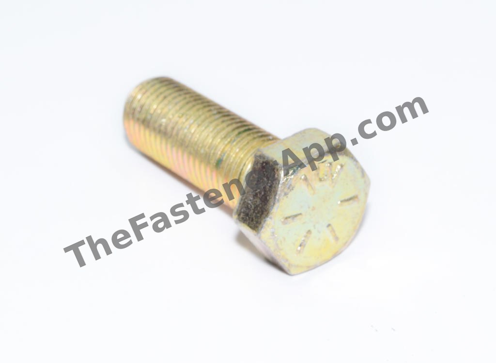 7/16"-20 x 1-1/4" Yellow Zinc Finish SAE J429 Grade 8 Hex Cap Screw