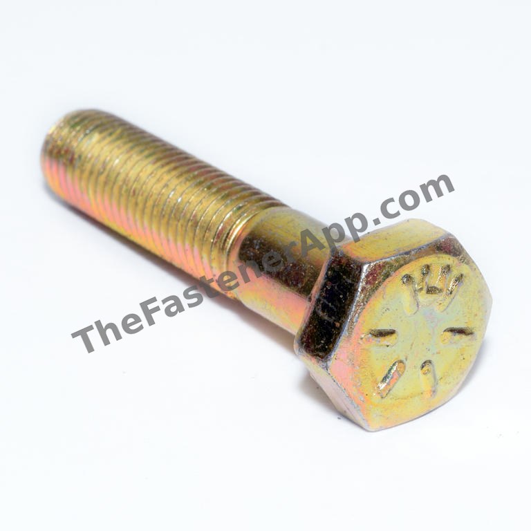 7/16"-20 x 2" Grade 8 Hex Cap Screw Yellow Zinc