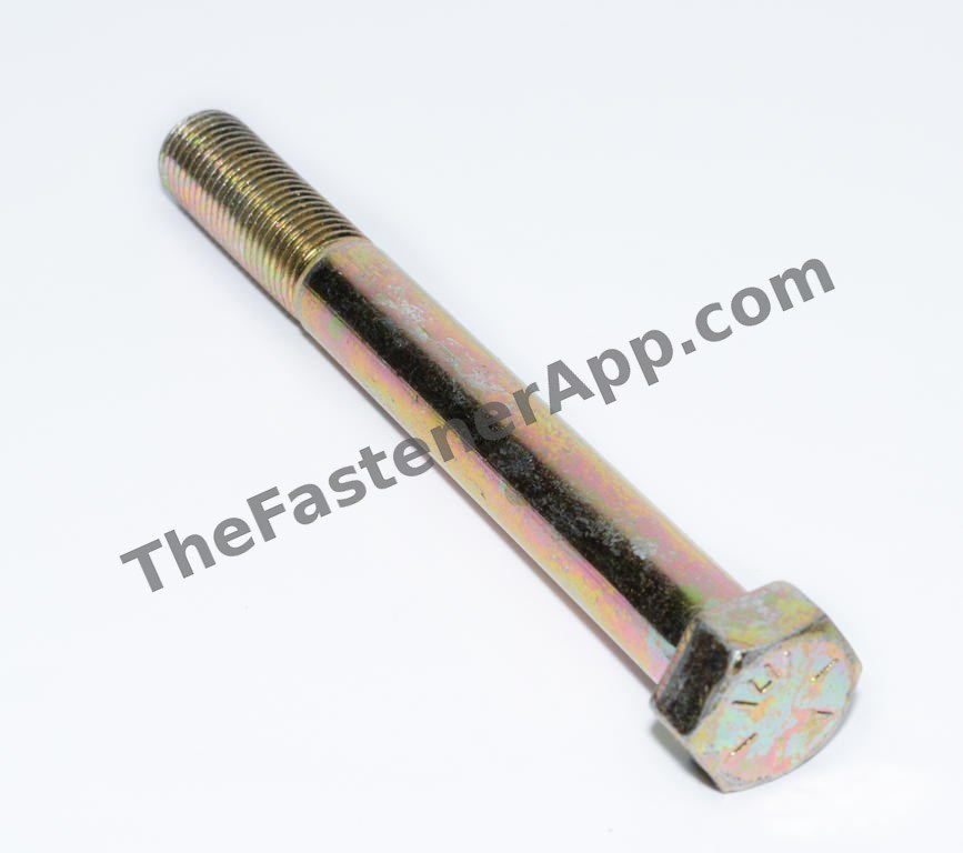 1/2"-20 x 2-1/2" Grade 8 Yellow Zinc Hex Cap Screw