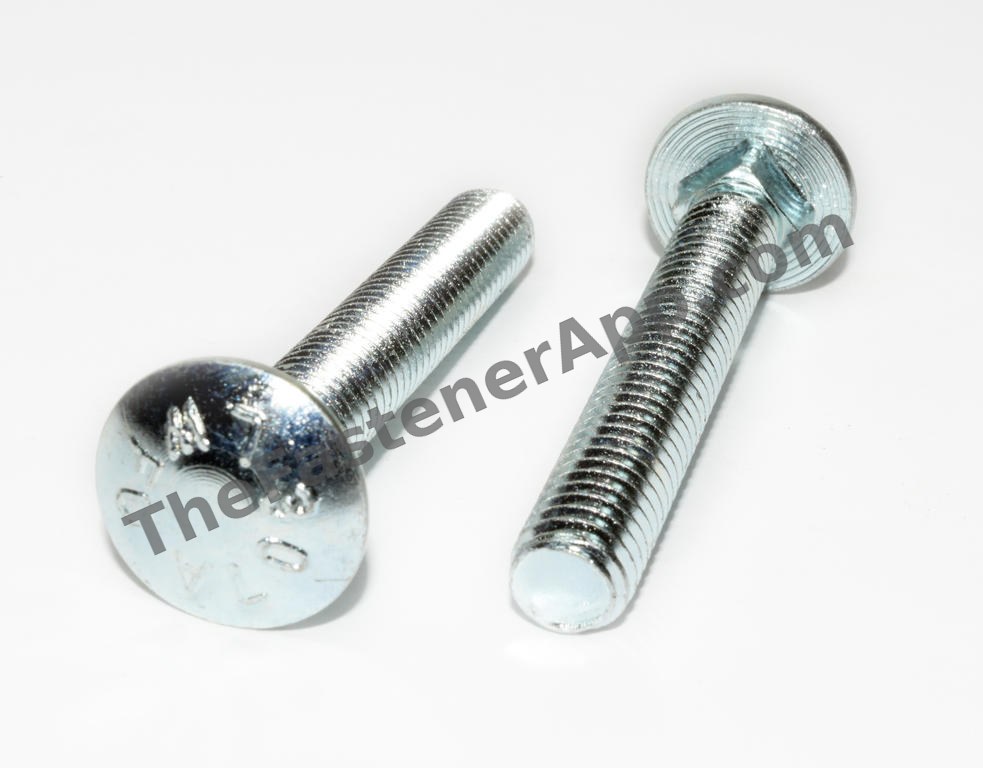 3/8"-16 x 2-1/2" Zinc Finish ASTM A307 Grade A Round Head Carriage Bolt