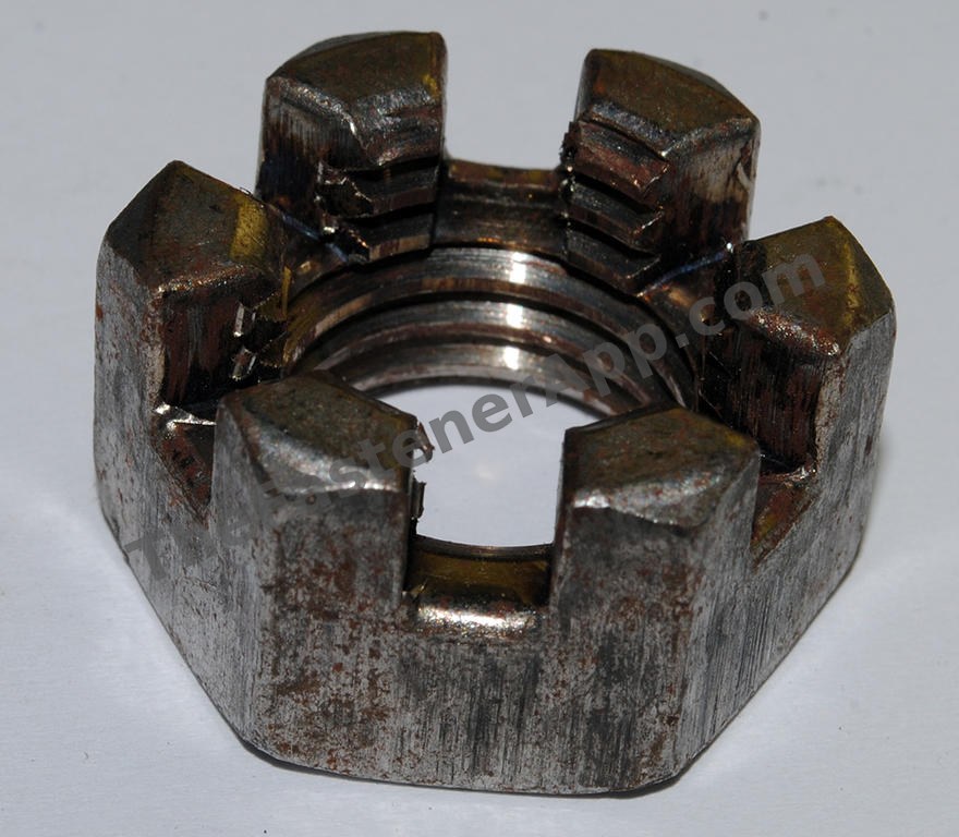 FINISHED HEX SLOTTED NUT 7/8-9 ZINC/YELLOW