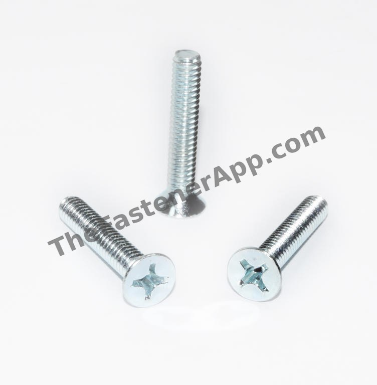 1/4"-20 x 1-1/2" Phillips Flat Head Zinc Machine Screw