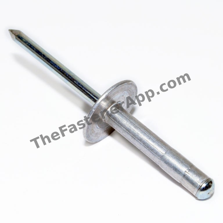 3/16" Dia .250-.500" Grip Range ABL66-68MG Large Flange Aluminum Rivet / Steel Mandrel