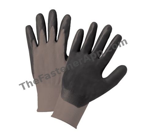 GLOVE NYLON GRAY KNIT MEDIUM, NITRILE COATED, FOAM GRIP, ABRASION RESISTANT