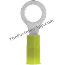 USA MADE SOLDERLESS RING TERMINAL NYLON #12-10 GAX3/8 STUD YELLOW